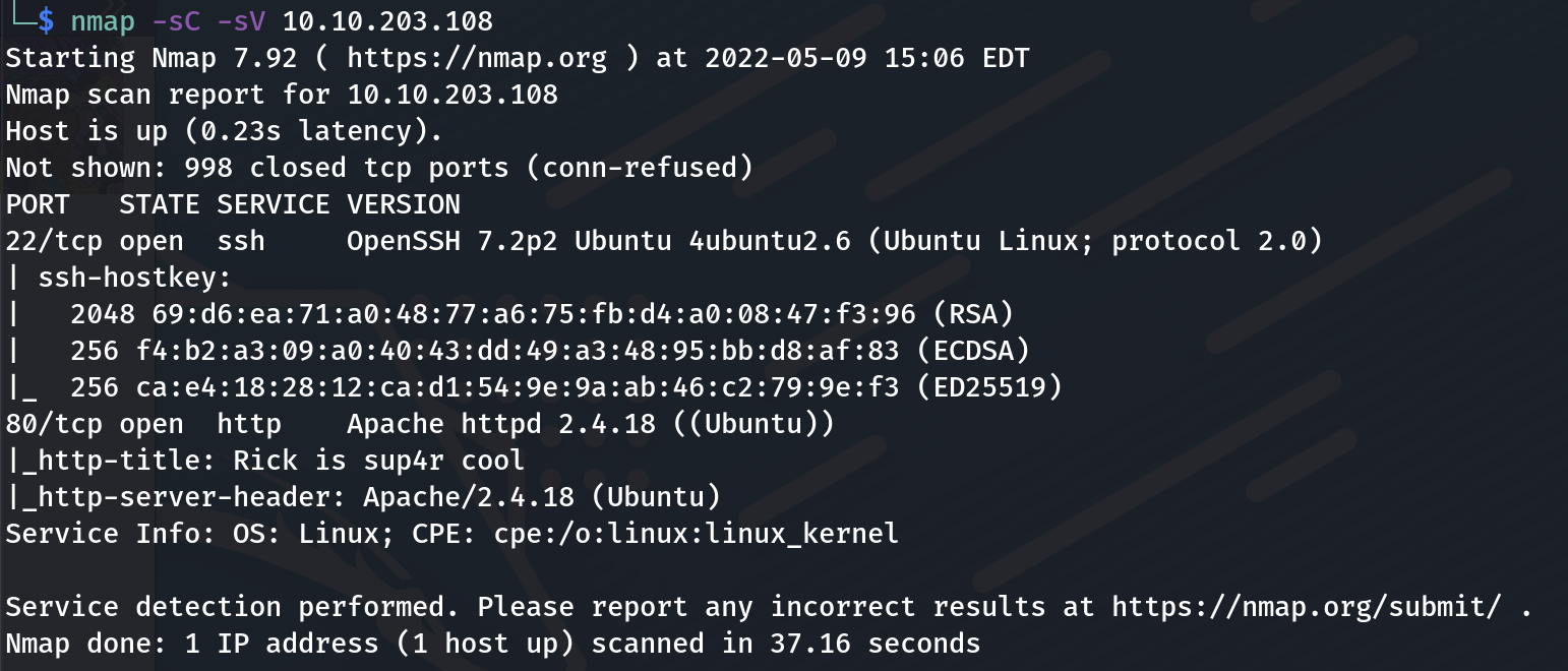 Fig1: nmap result on the targeted maching